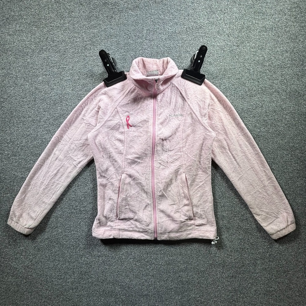 Columbia Benton Spring Fleece Jacket Women XS Pink Full Zip Breast Cancer Ribbon